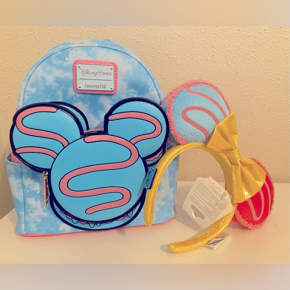 Disney Eats Macaron Ear Headband and Loungefly Mini Backpack NWT